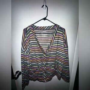 JoySpun Striped Multicolor Cardigan